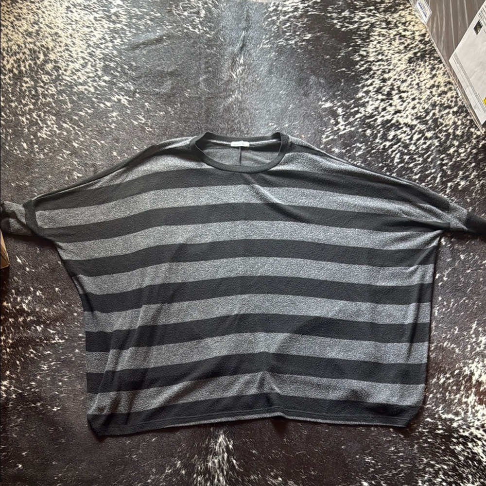 Striped Black and Gray Oversized Sweater
